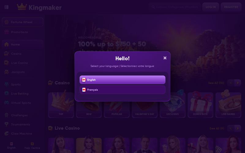 Kingmaker Casino live dealer games with professional dealers